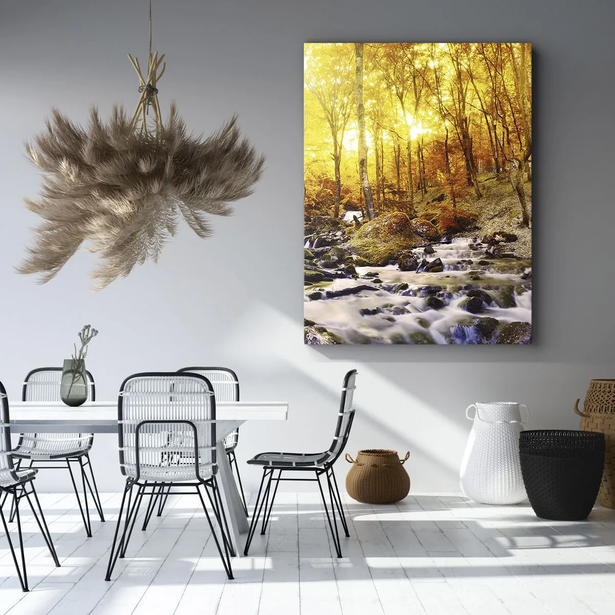 Bild auf Leinwand - Leinwandbild - In Gold und Platin gefasste Steine - 65x120 cm