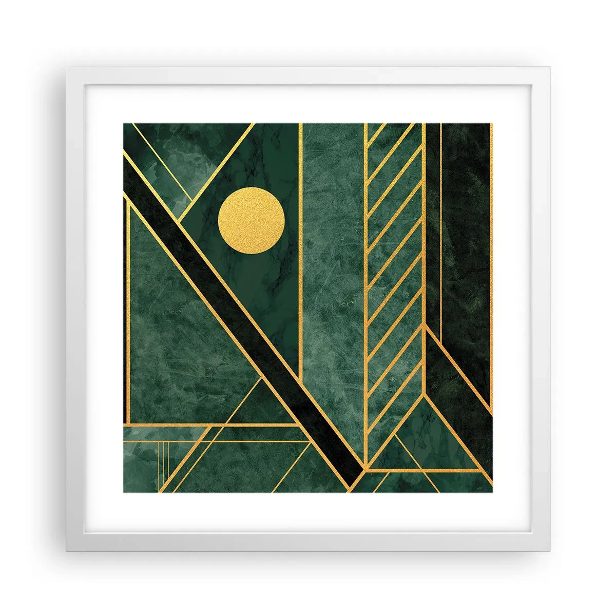 Poster in einem weißen Rahmen - Dynamik von Gold und Azurblau - 40x40 cm