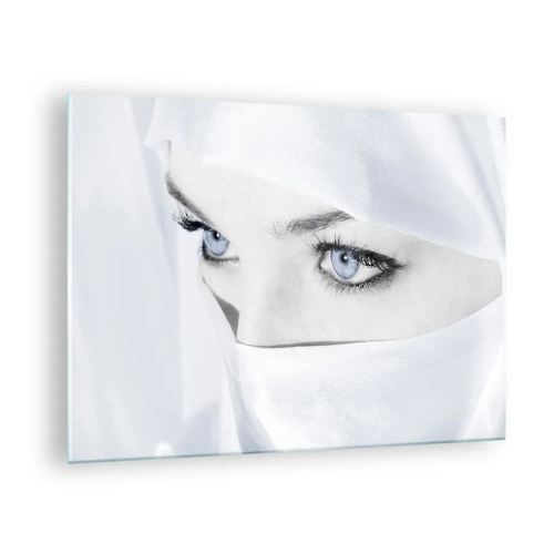 Glasbild - Bild auf glas - Ein subtiles Porträt mit ausdrucksstarken blauen Augen - 70x50cm - Aus Tausendundeiner Nacht - Moderne Wanddekoration für Wohnzimmer und Schlafzimmer ARTTOR
