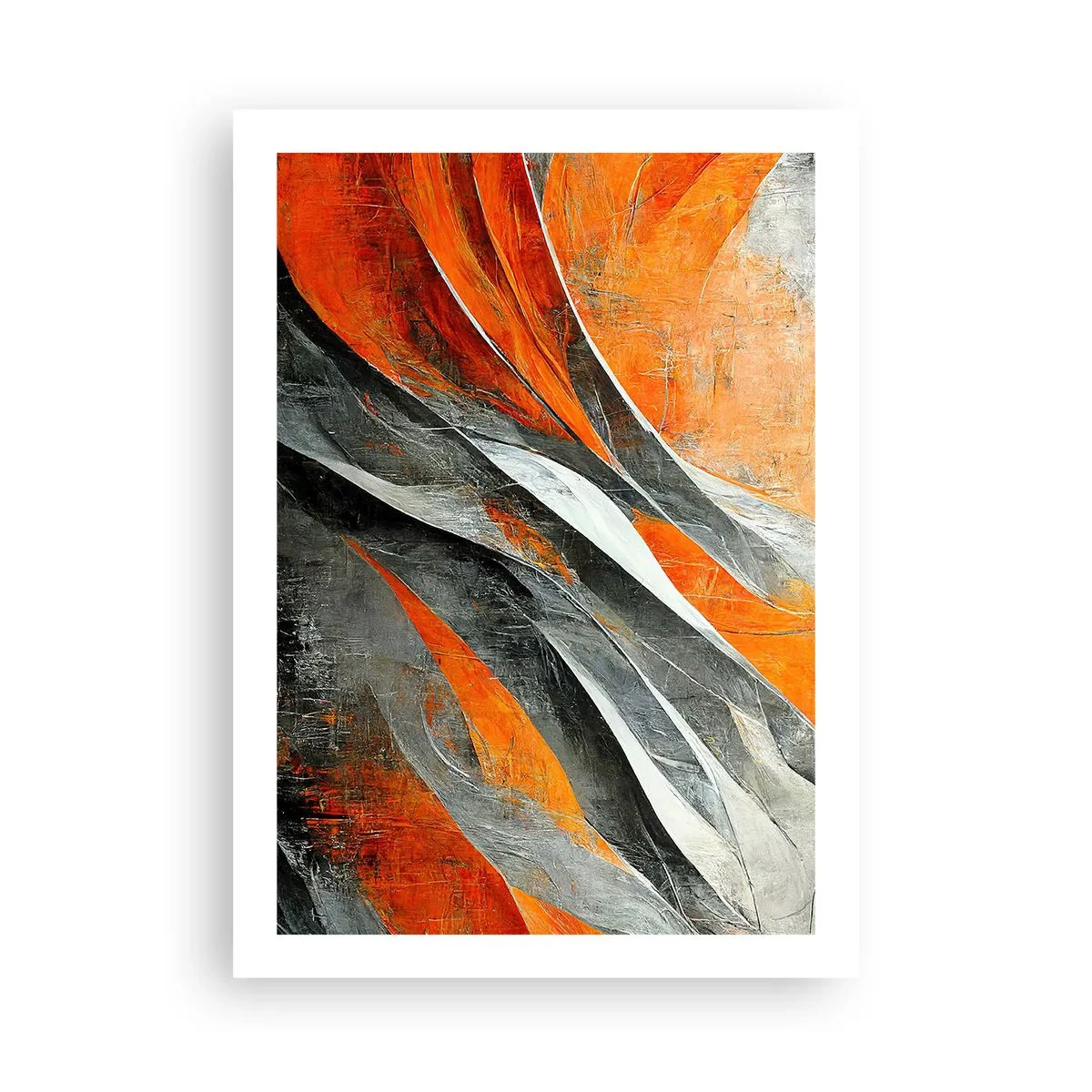 Poster - Dynamische Abstraktion in Orange- und Grautönen - 50x70cm - Hitze und Kälte - Moderne Wanddekoration für Wohnzimmer und Schlafzimmer ARTTOR