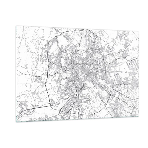 Glasbild - Bild auf glas - Karte von Rom mit einem klaren kreisförmigen Straßenverlauf - 120x80cm - Römischer Kreis - Moderne Wanddekoration für Wohnzimmer und Schlafzimmer ARTTOR