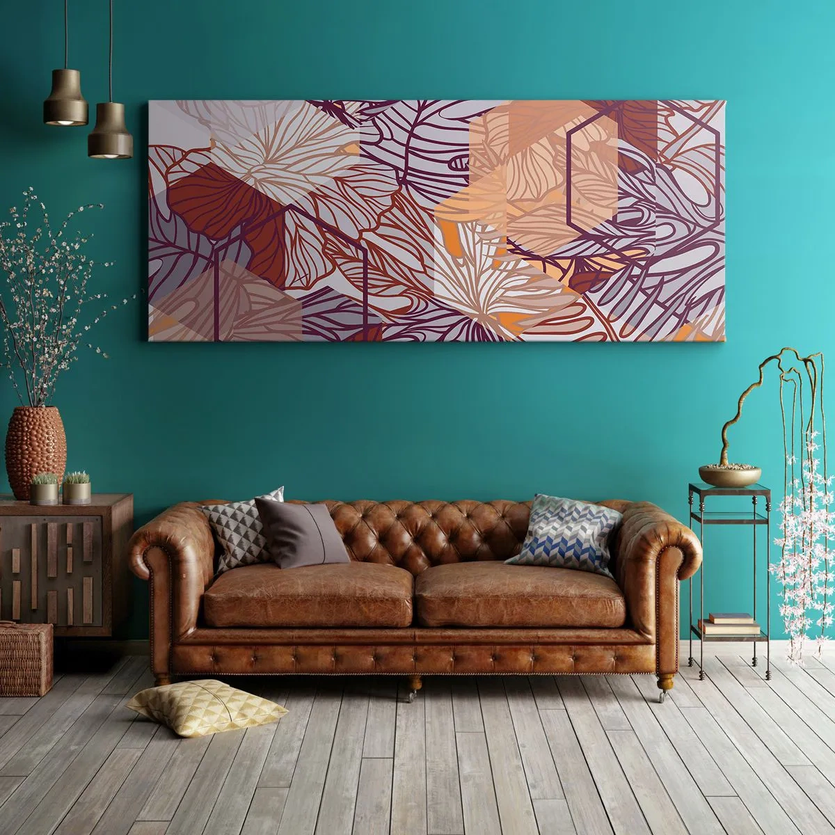 Bild auf Leinwand - Leinwandbild - Unmögliche Beziehung zwischen Geometrie und Natur - 100x40 cm