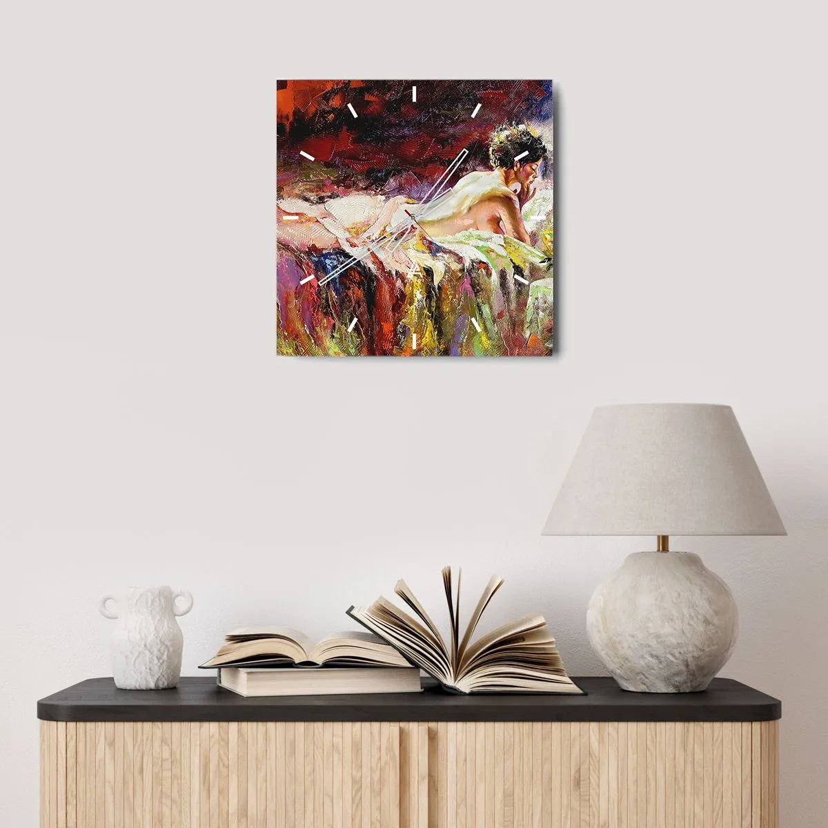 Wanduhr - Glasuhr - Venus in Gedanken - 30x30 cm