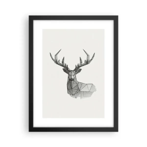 Poster in einem schwarzem Rahmen - Ein Hirsch im kubistischen Stil - 30x40 cm