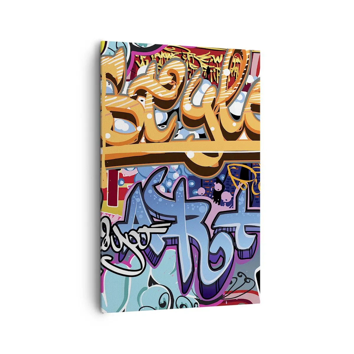Bild auf Leinwand - Leinwandbild - Bunte Graffiti mit dynamischen Aufschriften und Illustrationen - 80x120cm - Wandbilder, Wandbilder, Wandbilder ... - Moderne Wanddekoration für Wohnzimmer und Schlafzimmer ARTTOR