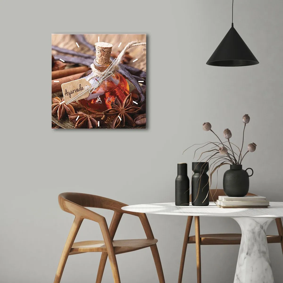 Wanduhr - Glasuhr - Zur Einheit von Körper und Geist - 40x40 cm