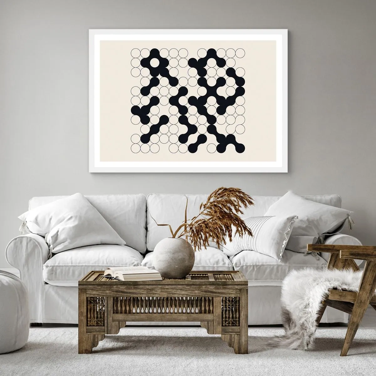 Poster in einem weißen Rahmen - Chinesisches Spiel – Variation - 50x50 cm