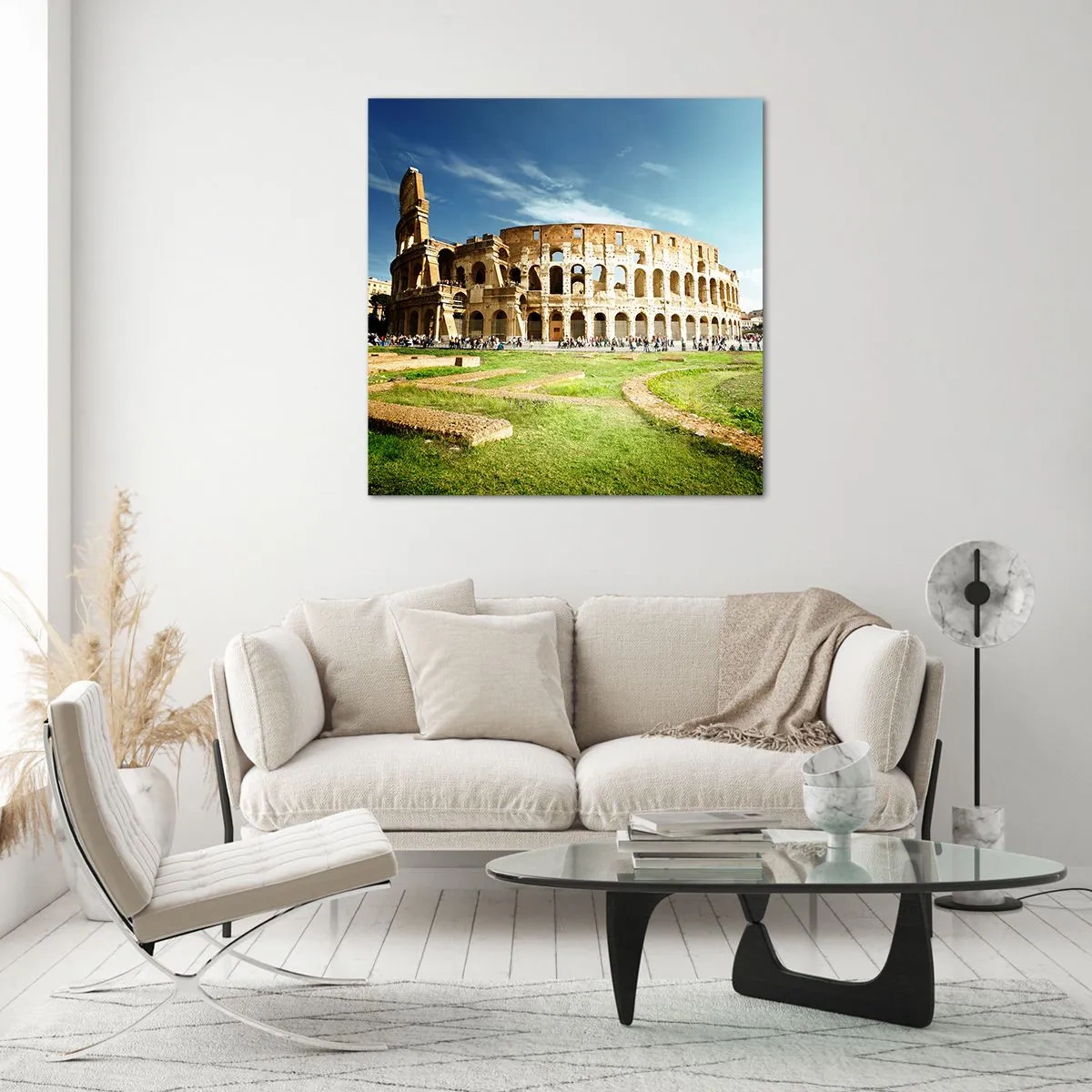 Glasbild - Bild auf glas - Wir können immer noch das Knallen der Waffe hören - 40x40 cm