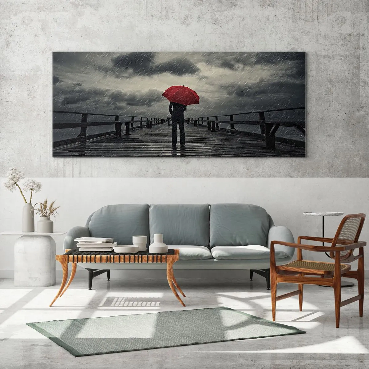 Glasbild - Bild auf glas - Es ist egal, dass es regnet - 100x40 cm