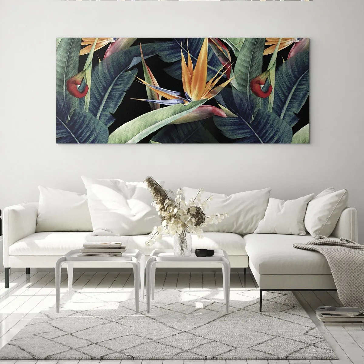 Glasbild - Bild auf glas - Flammende Blumen der Tropen - 100x40 cm