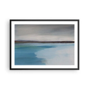 Poster in einem schwarzem Rahmen - Eine minimalistische Landschaft mit Wasserlinie und Horizont - 70x50cm - Horizontale Landschaft - Moderne Wanddekoration für Wohnzimmer und Schlafzimmer ARTTOR