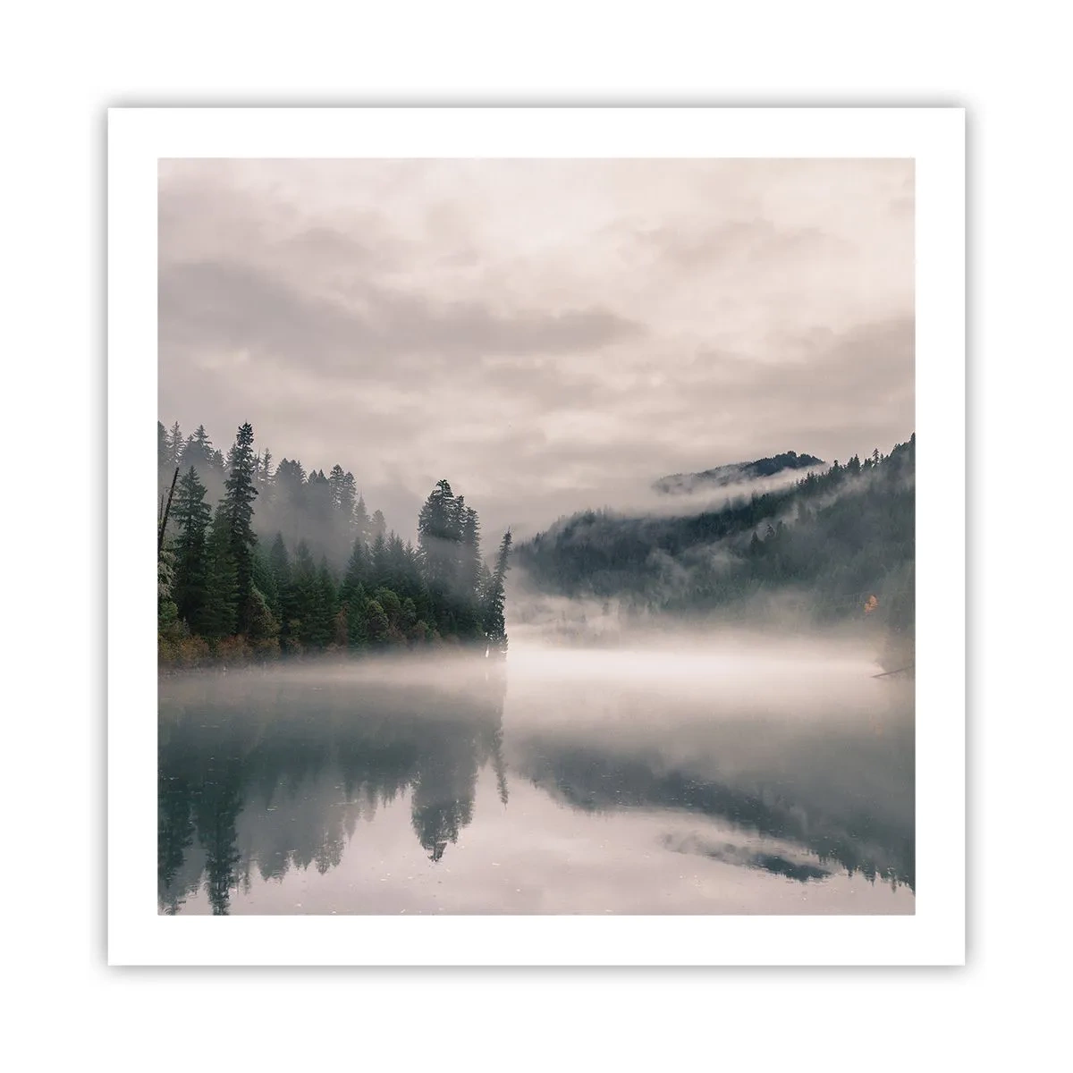 Poster - In Reflexion, im Nebel - 60x60 cm