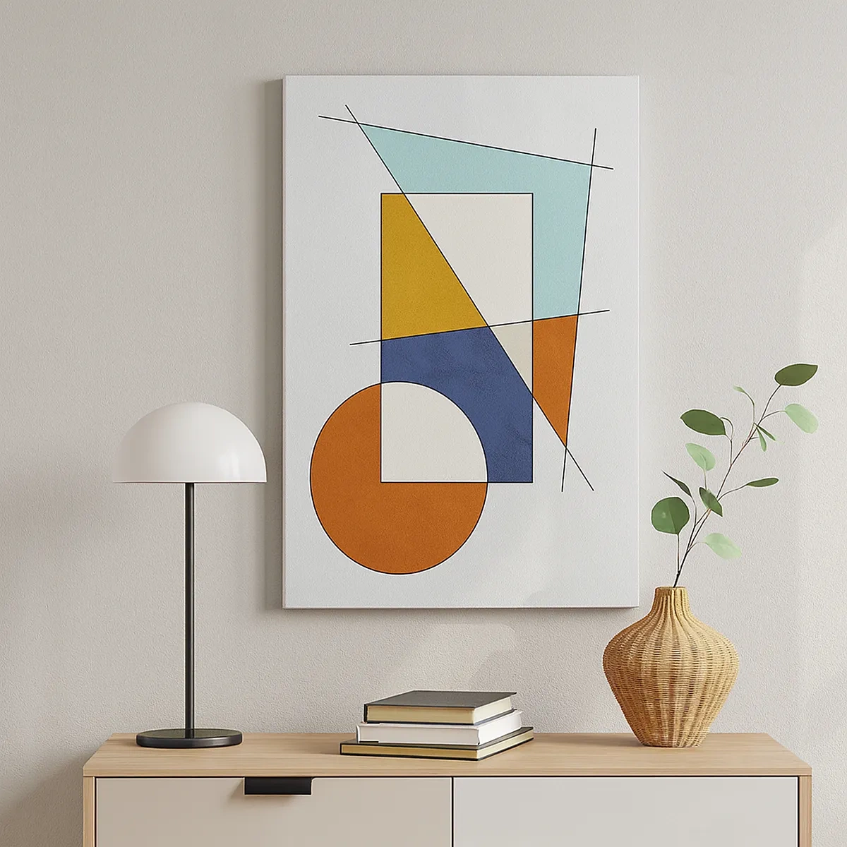 Bild auf Leinwand - Leinwandbild - Eine modernistische Komposition aus geometrischen Formen und Farben - 50x70cm - Abstraktion: modernistisches Spiel - Moderne Wanddekoration für Wohnzimmer und Schlafzimmer ARTTOR