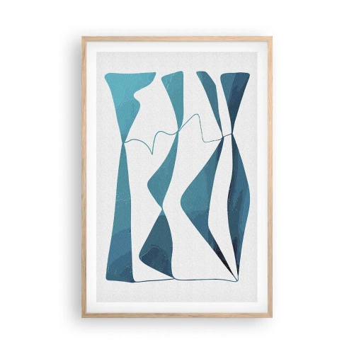 Poster in einem Rahmen aus heller Eiche - Abstraktion: türkisfarbene Verbindung - 61x91 cm