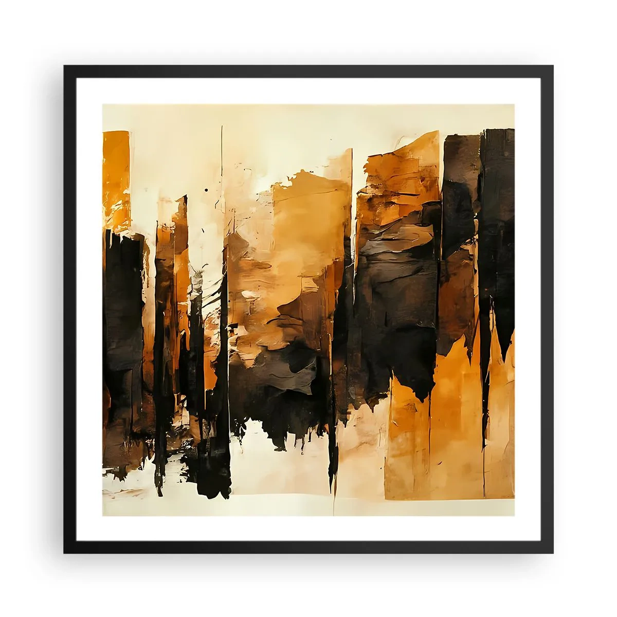 Poster in einem schwarzem Rahmen - Harmonie von Schwarz und Gold - 60x60 cm