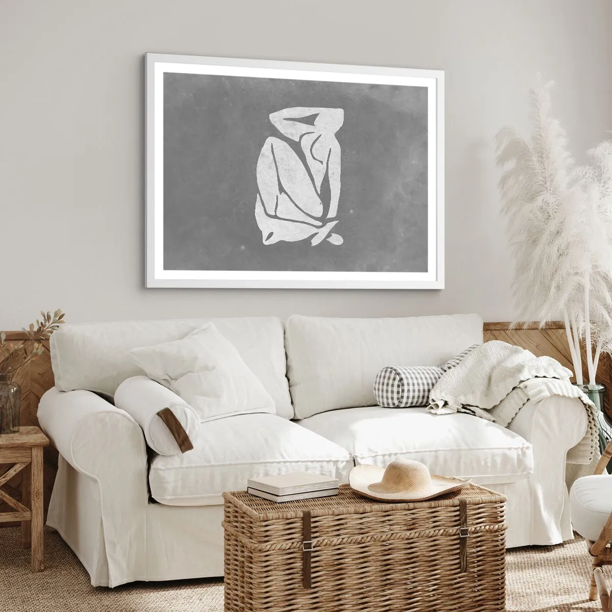 Poster in einem weißen Rahmen - In Gedanken versunken - 91x61 cm