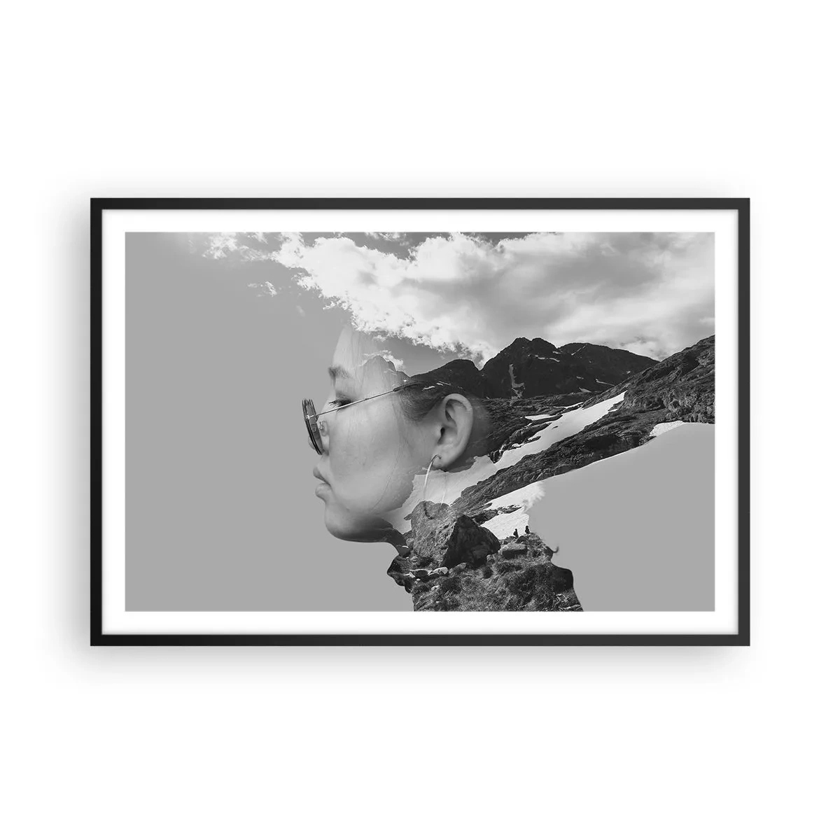 Poster in einem schwarzem Rahmen - Top und bewölktes Porträt - 91x61 cm