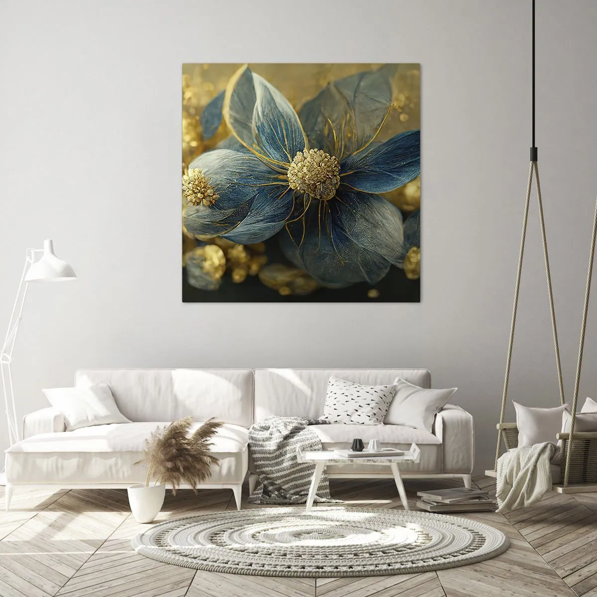 Bild auf Leinwand - Leinwandbild - Mit Gold blühen - 60x60 cm