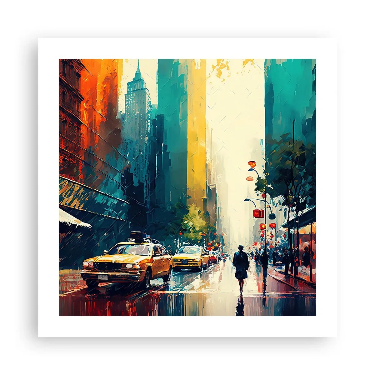 Poster - New York – selbst der Regen ist hier bunt - 50x50 cm