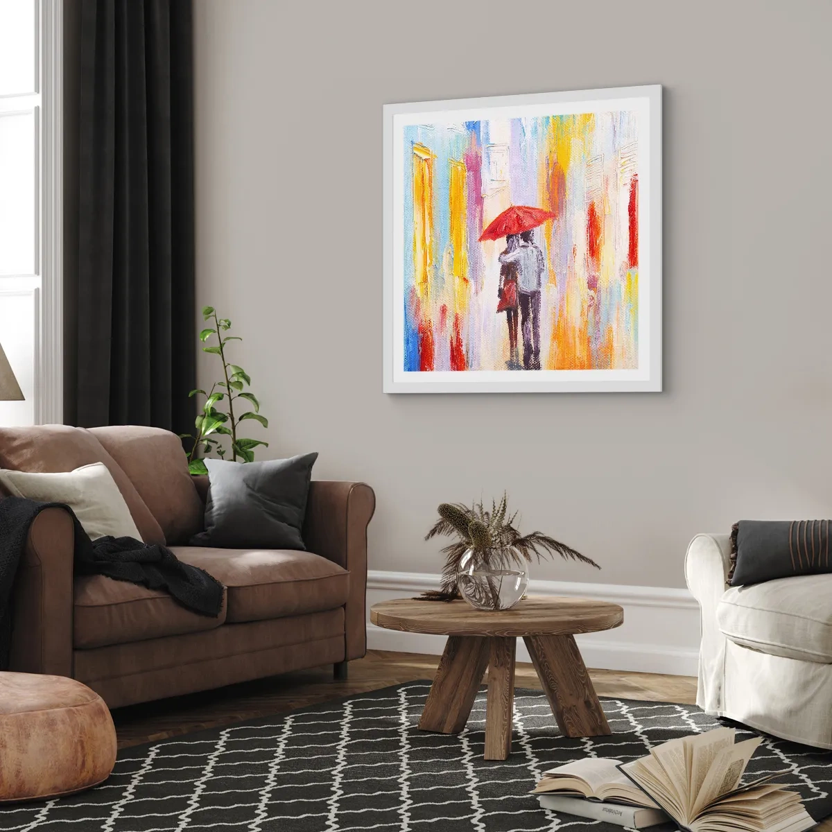 Poster in einem weißen Rahmen - Lass es weiter regnen - 60x60 cm