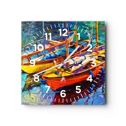 Wanduhr - Glasuhr - Auf Wasser dick mit Farben - 40x40 cm