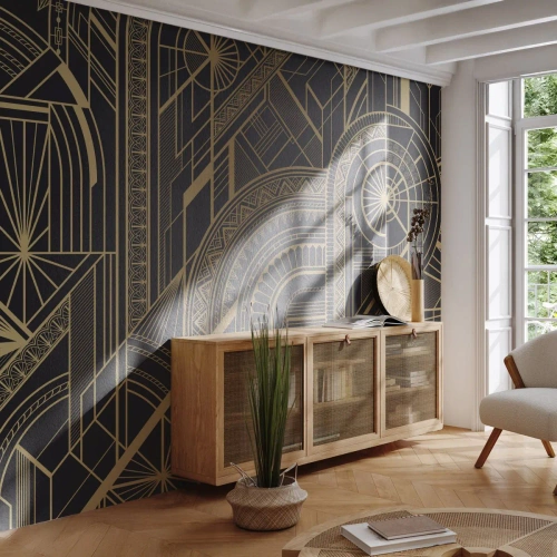 Fototapete Standard Eco - Geometrische Art-Deco-Muster in goldenen Linien - 100x70cm - Konzepte, Ideen, Pläne - Moderne Wanddekoration für Wohnzimmer und Schlafzimmer ARTTOR