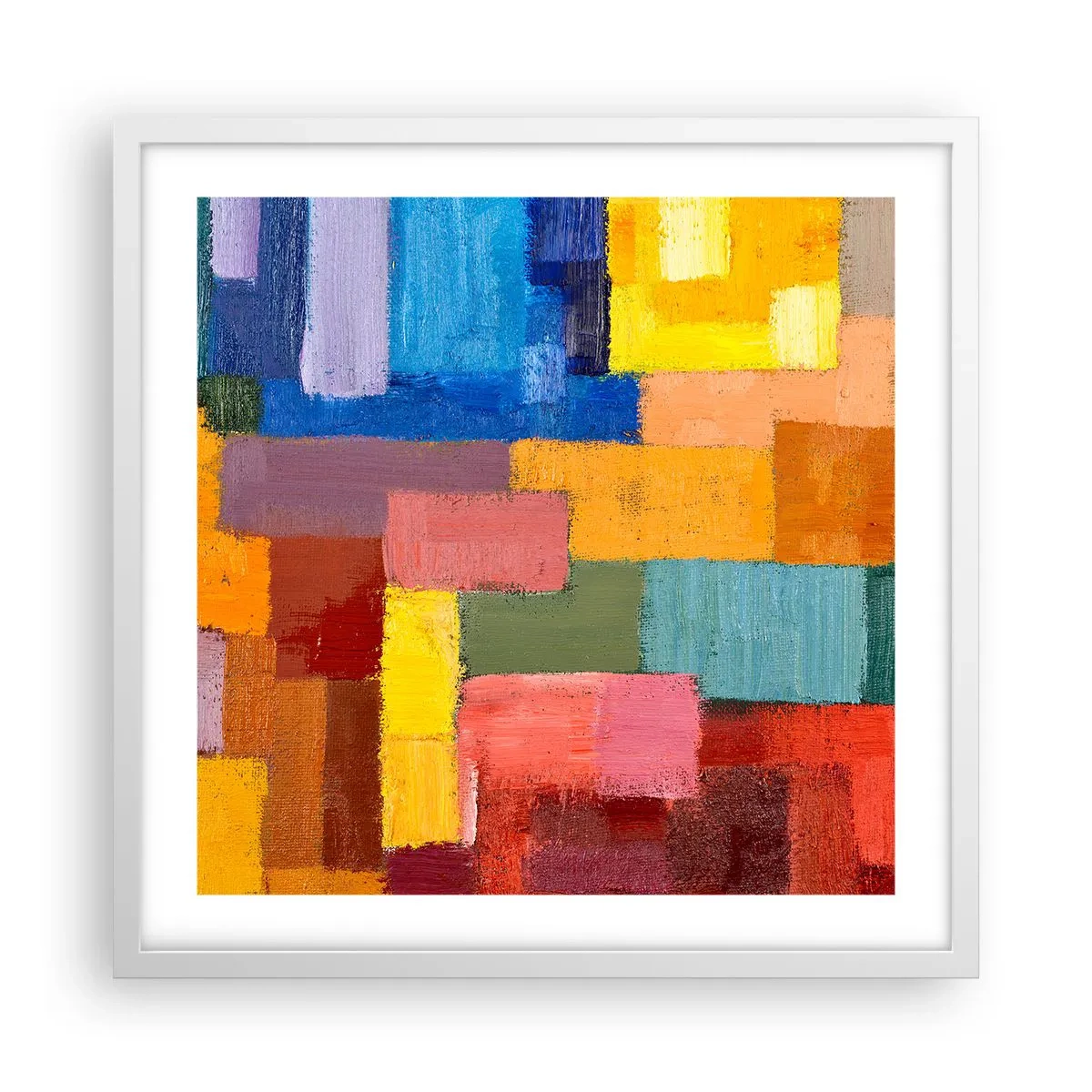 Poster in einem weißen Rahmen - Jeder ist anders, alle bunt - 50x50 cm