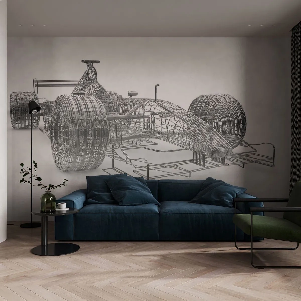 Fototapete Standard Eco - Perfektes Design – die Idee von Schwung - 3D, Rennauto, Grafik - 250x175 cm