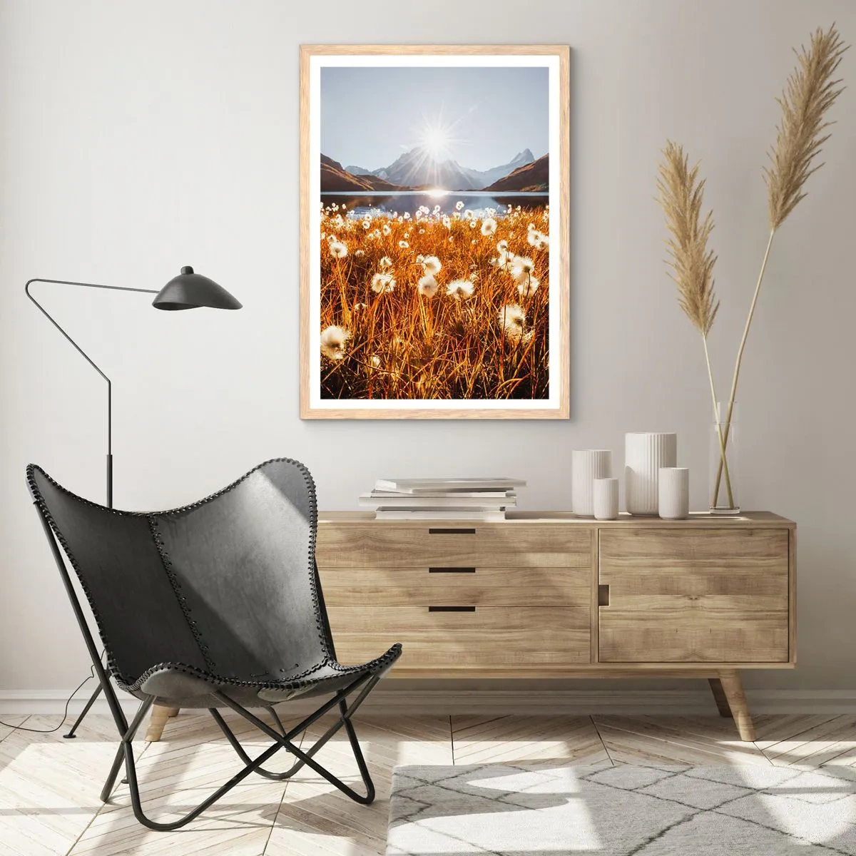 Poster in einem Rahmen aus heller Eiche - Steinhärte, Grasweichheit - 40x50 cm