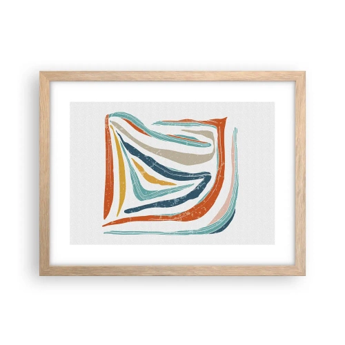 Poster in einem Rahmen aus heller Eiche - Abstraktion mit einem freundlichen Lächeln - 40x30 cm