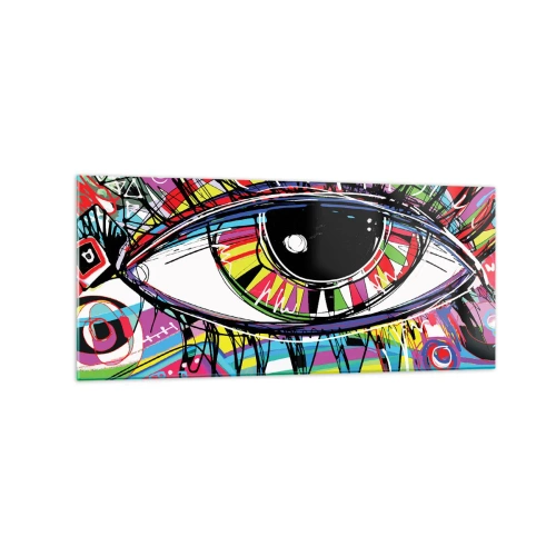 Glasbild - Bild auf glas - Buntes abstraktes Graffiti-Auge - 120x50cm - Buntes Auge - bunte Seele - Moderne Wanddekoration für Wohnzimmer und Schlafzimmer ARTTOR