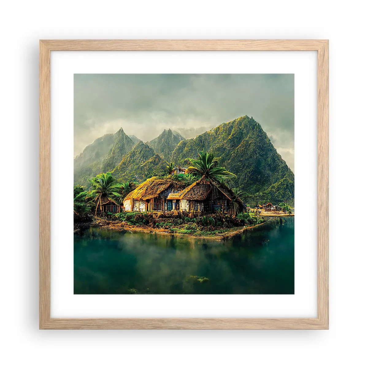 Poster in einem Rahmen aus heller Eiche - Tropisches Paradies - 40x40 cm