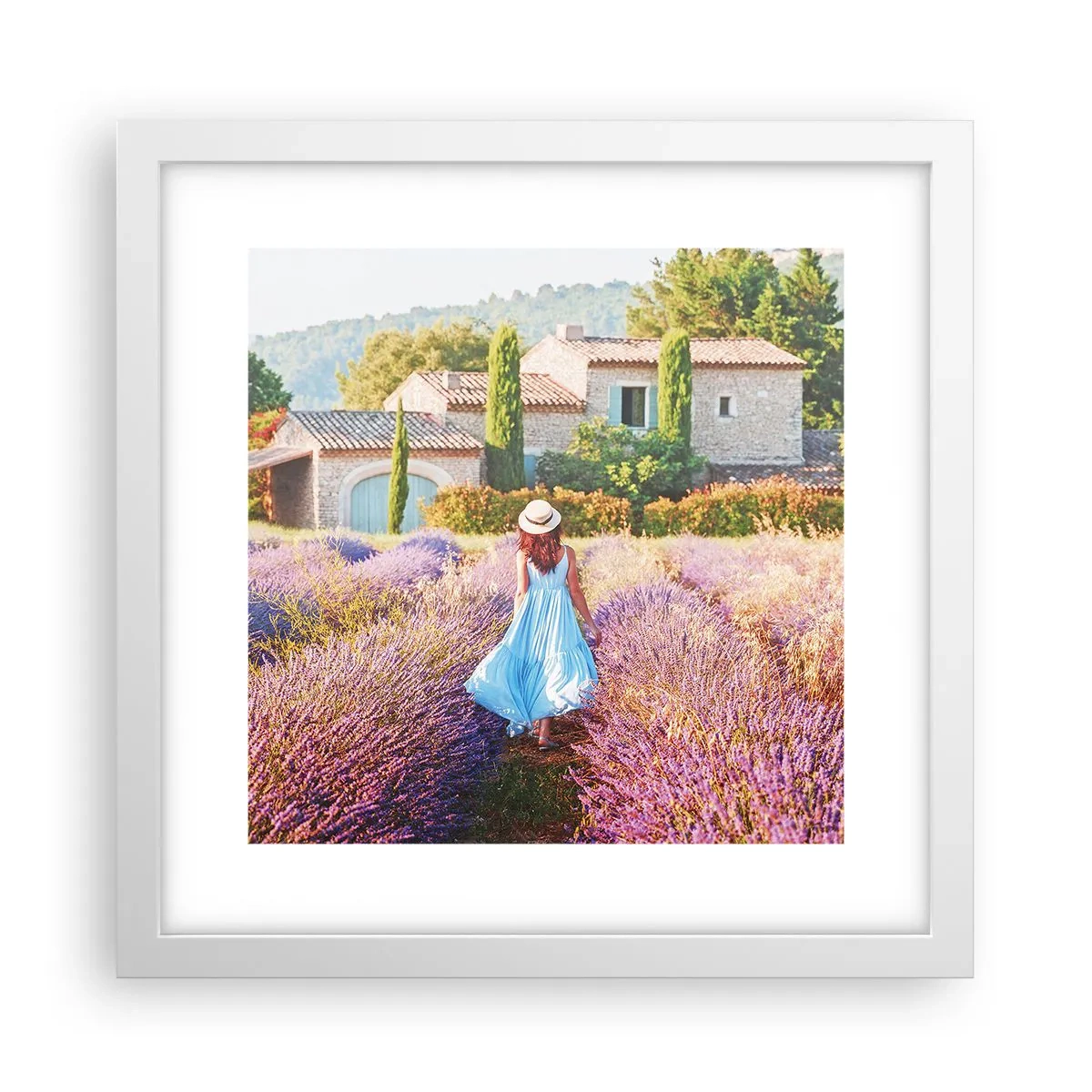 Poster in einem weißen Rahmen - Lavendel Mädchen - 30x30 cm