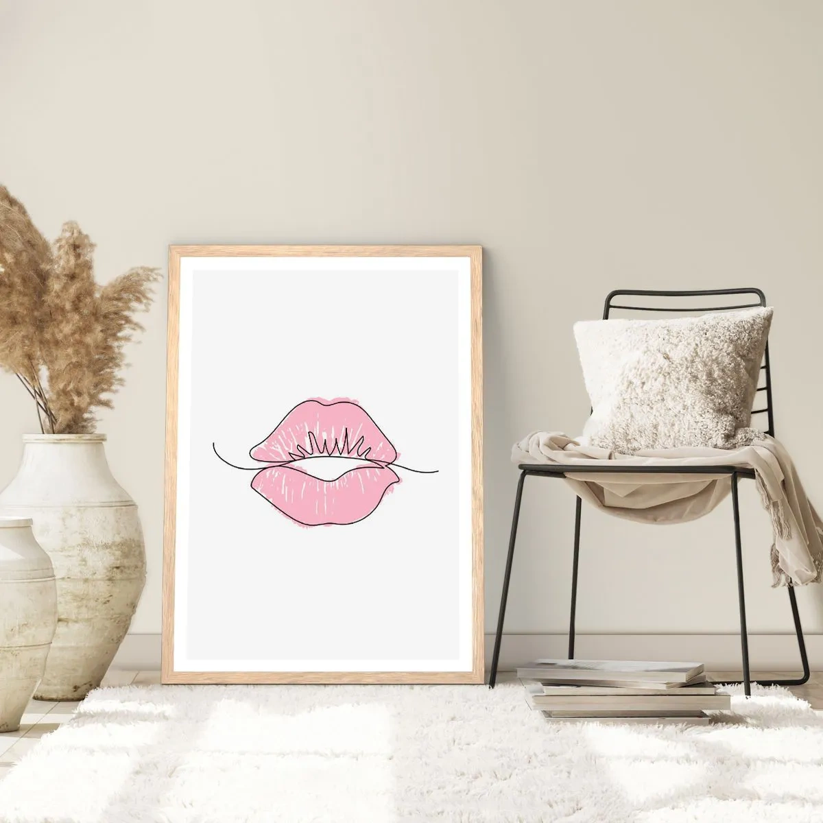 Poster in einem Rahmen aus heller Eiche - Bereit zum Küssen? - 61x91 cm