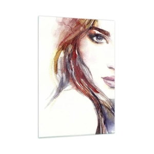 Glasbild - Bild auf glas - Illustration eines Aquarellporträts einer Frau - 50x70cm - Vademecum - folge mir - Moderne Wanddekoration für Wohnzimmer und Schlafzimmer ARTTOR