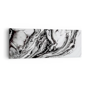Bild auf Leinwand - Leinwandbild - Abstraktes Marmormuster in Schwarz und Weiß - 140x50cm - Am Anfang war Chaos - Moderne Wanddekoration für Wohnzimmer und Schlafzimmer ARTTOR