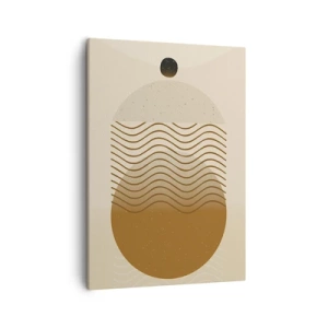 Bild auf Leinwand - Leinwandbild - Geometrische Abstraktion mit Kreisen und Wellenlinien in warmen Farben. - 50x70cm - Zur Entstehung geometrischer Figuren - Moderne Wanddekoration für Wohnzimmer und Schlafzimmer ARTTOR