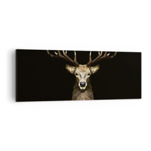 Bild auf Leinwand - Leinwandbild - Geometrisches Polygon Hirsch auf schwarzem Hintergrund - 140x50cm - Kubistischer Hirsch - Moderne Wanddekoration für Wohnzimmer und Schlafzimmer ARTTOR