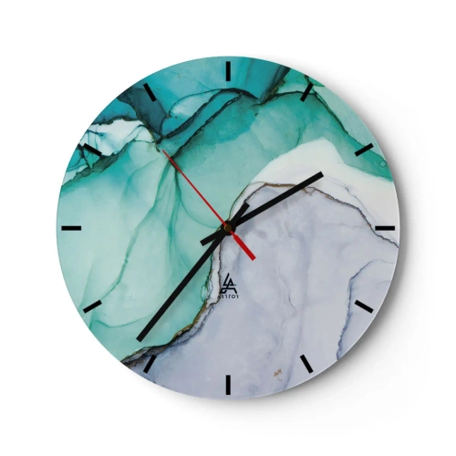 Wanduhr - Glasuhr - Eine Studie in Türkis - 40x40 cm