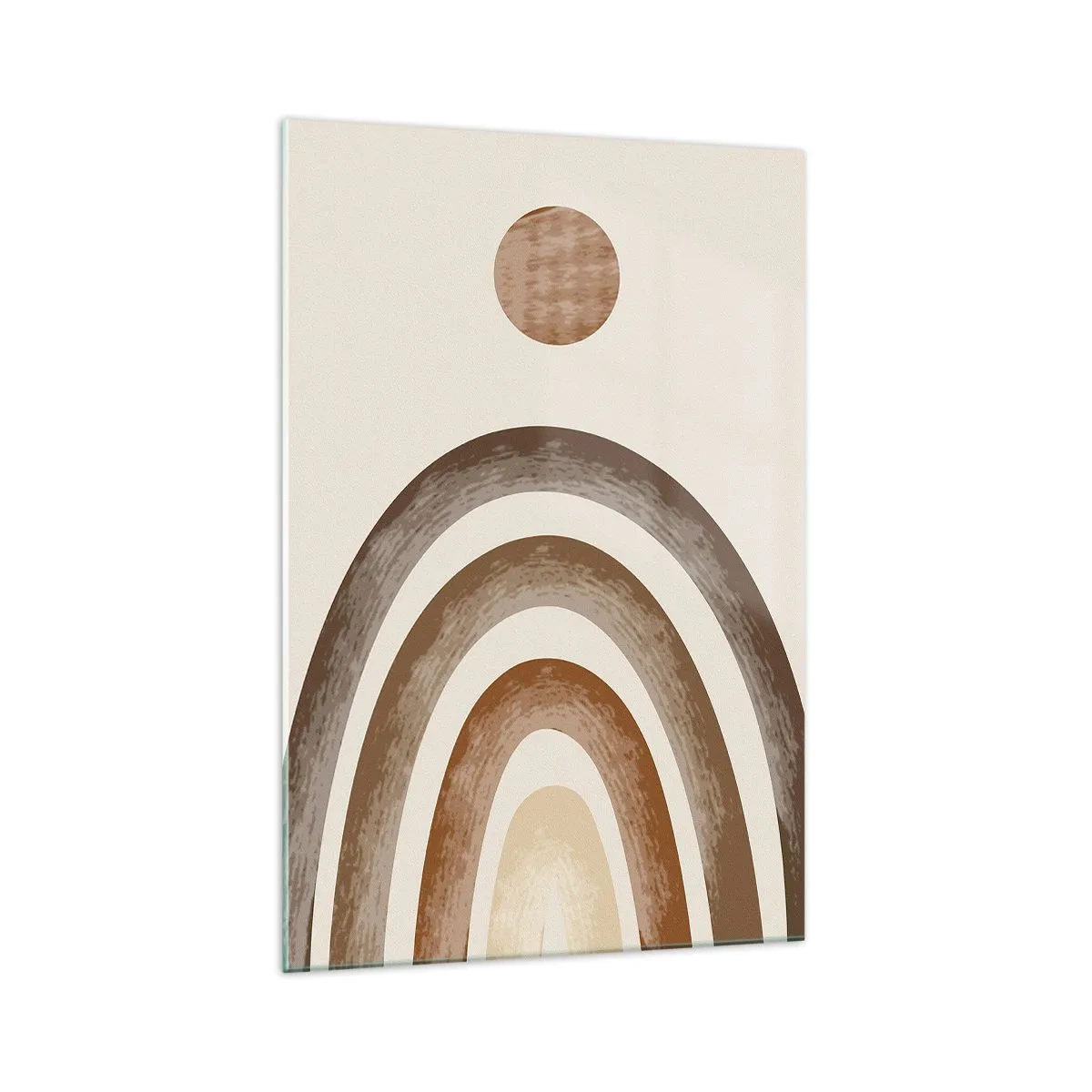 Glasbild - Bild auf glas - Geometrisches Planetenmotiv in Brauntönen - 70x100cm - In einer weit entfernten Galaxie - Moderne Wanddekoration für Wohnzimmer und Schlafzimmer ARTTOR