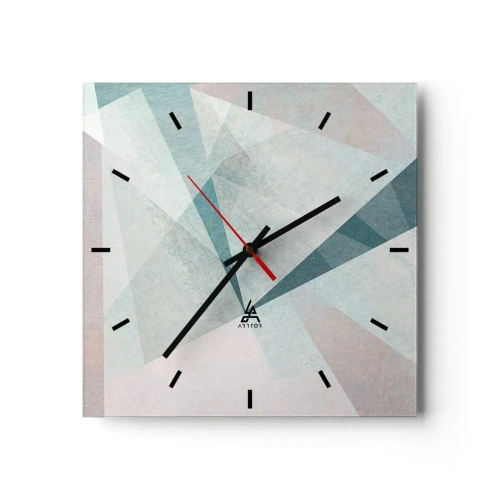 Wanduhr - Glasuhr - Geometrische Formen in Pastelltönen von Blau und Grau - 30x30cm - Einfach aber dynamisch - Moderne Wanddekoration für Wohnzimmer und Schlafzimmer ARTTOR