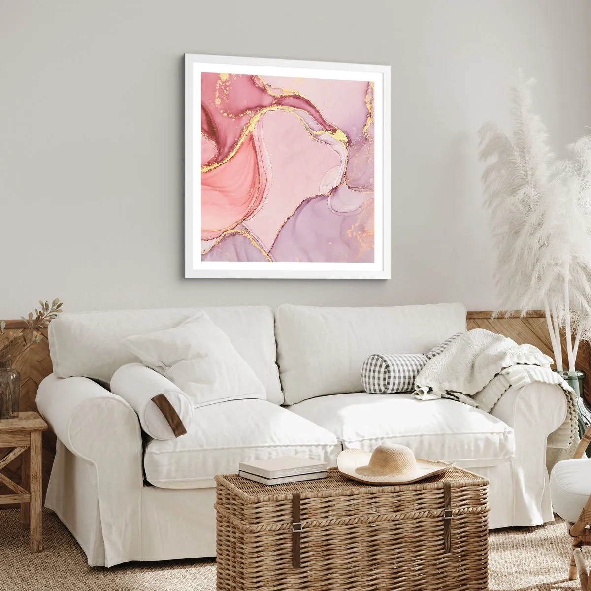 Poster in einem weißen Rahmen - Eine Liebkosung der Farben - 40x40 cm