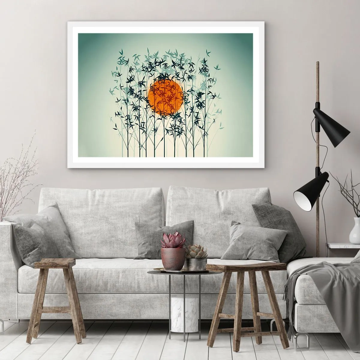 Poster in einem weißen Rahmen - Japanische Sonne - 40x30 cm