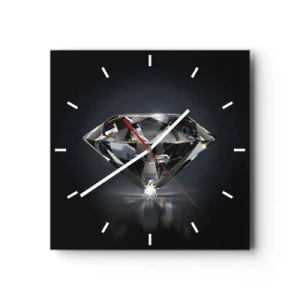 Wanduhr - Glasuhr - Eine künstlerische Interpretation eines Diamanten auf dunklem Hintergrund - 30x30cm - Beste Freundin - Moderne Wanddekoration für Wohnzimmer und Schlafzimmer ARTTOR
