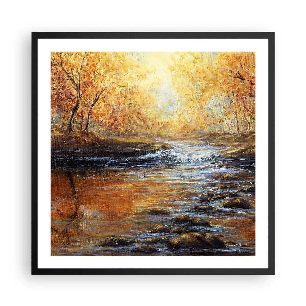 Poster in einem schwarzem Rahmen - Der goldene Strom - 60x60 cm