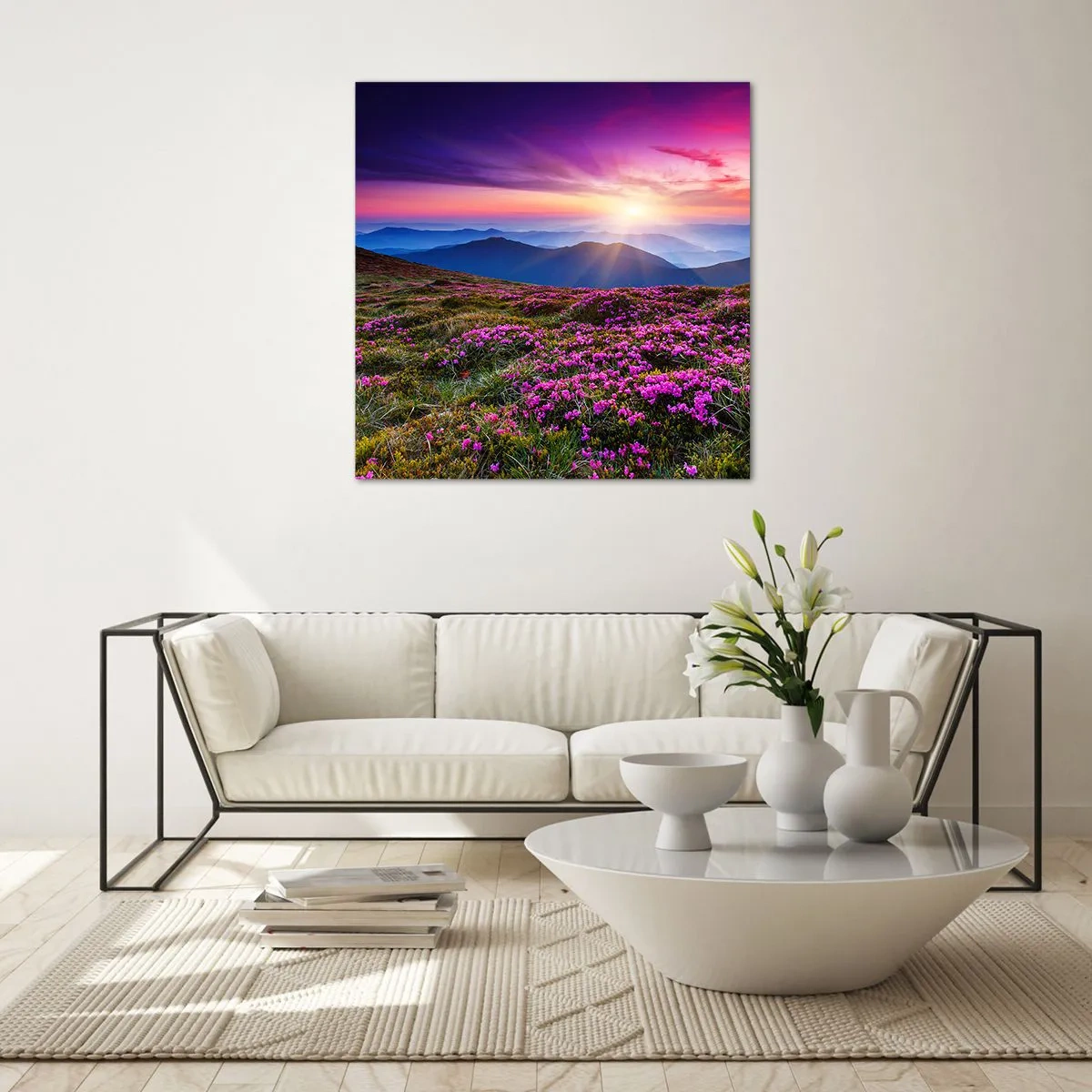 Glasbild - Bild auf glas - Kräuter dufteten nach frischen Trauben von den Feldern - 60x60 cm