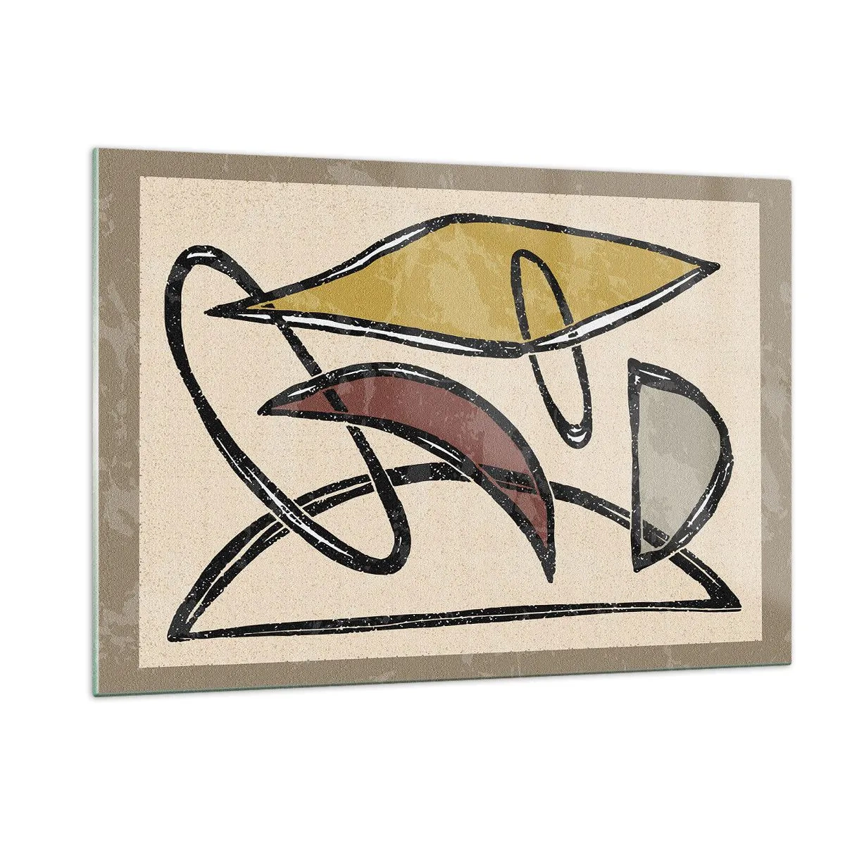 Glasbild - Bild auf glas - Geometrische Abstraktion in Gelb und Rot - 120x80cm - Vertikale und Horizontale - Moderne Wanddekoration für Wohnzimmer und Schlafzimmer ARTTOR