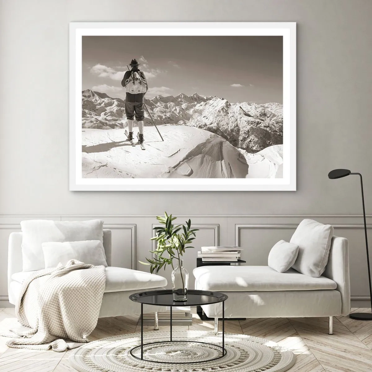 Poster in einem weißen Rahmen - Und die Berge bleiben unverändert - 91x61 cm
