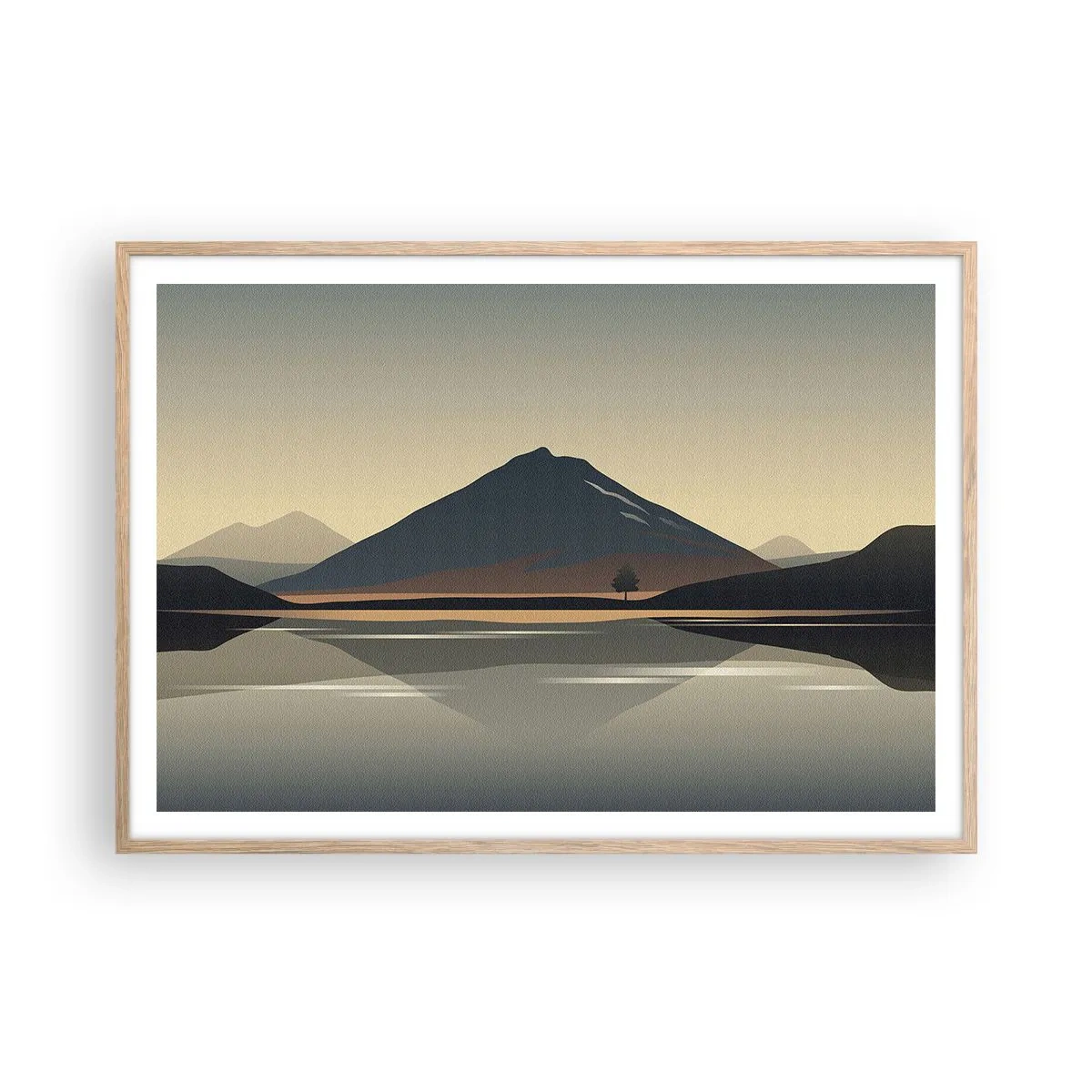 Poster in einem Rahmen aus heller Eiche - Spiegelreflexion - 100x70 cm