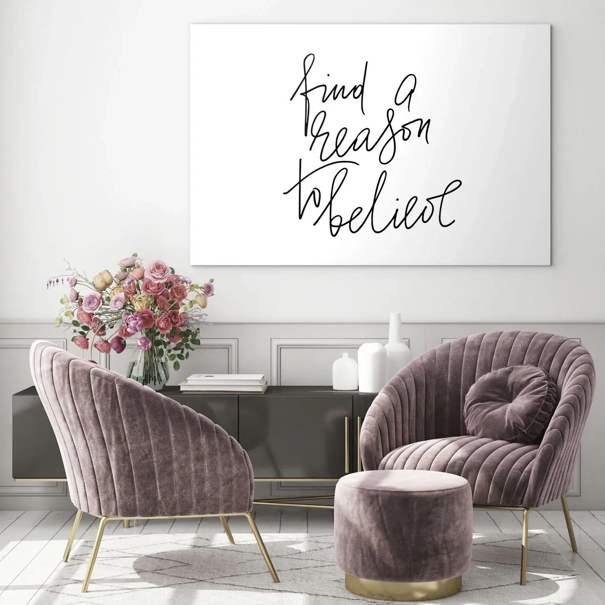 Glasbild - Bild auf glas - Minimalistische Typografie mit einem inspirierenden Zitat - 70x50cm - Es ist möglich - Moderne Wanddekoration für Wohnzimmer und Schlafzimmer ARTTOR